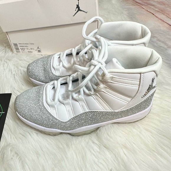 Jordan Shoes - Nike Air Jordan 11 Retro White Metallic Silver Womens Size 10.5
